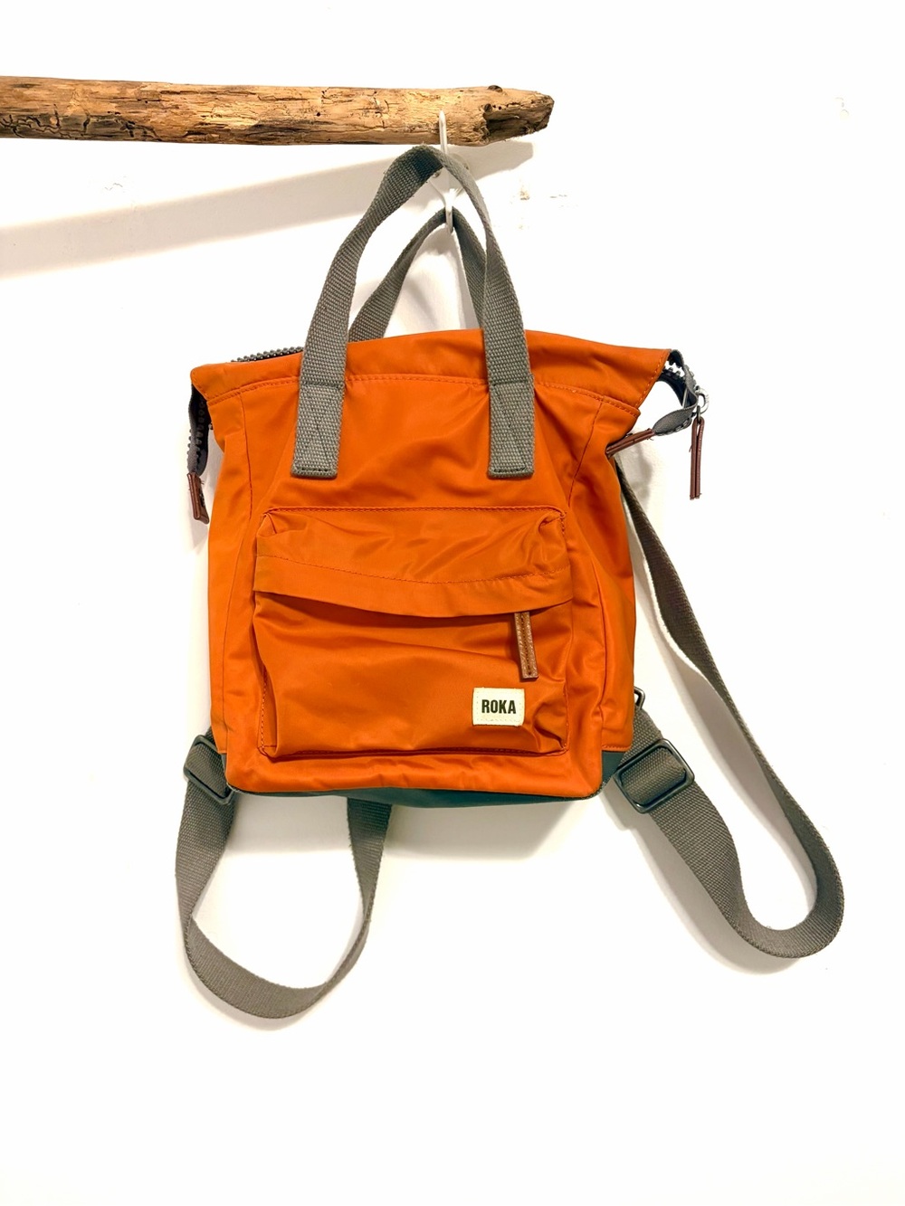 ROKA Orange Everyday Compact Backpack with Grey Straps